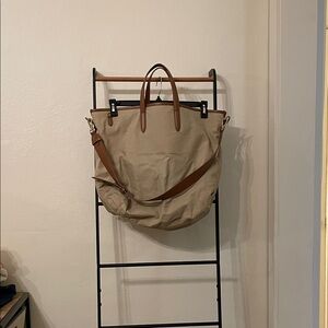 Banana Republic cotton canvas and leather tote bag